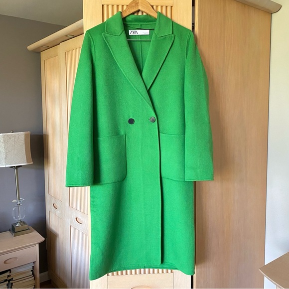 NEW Zara soft wool blend coat green - Picture 5 of 12